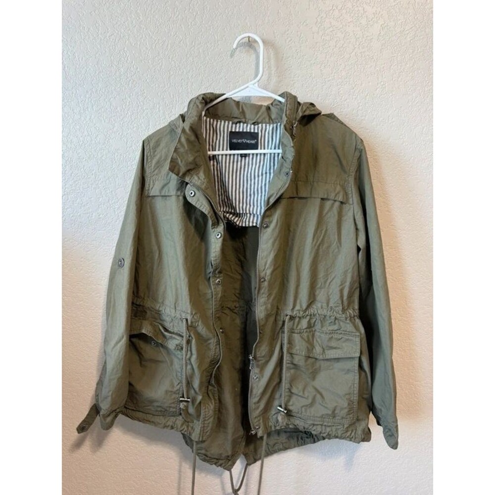 Velvet heart army green utility jacket with waist cinch